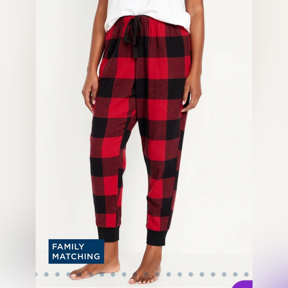 Old Navy Matching Flannel Jogger Pajama Pants for Women Red Buffalo Plaid Size S